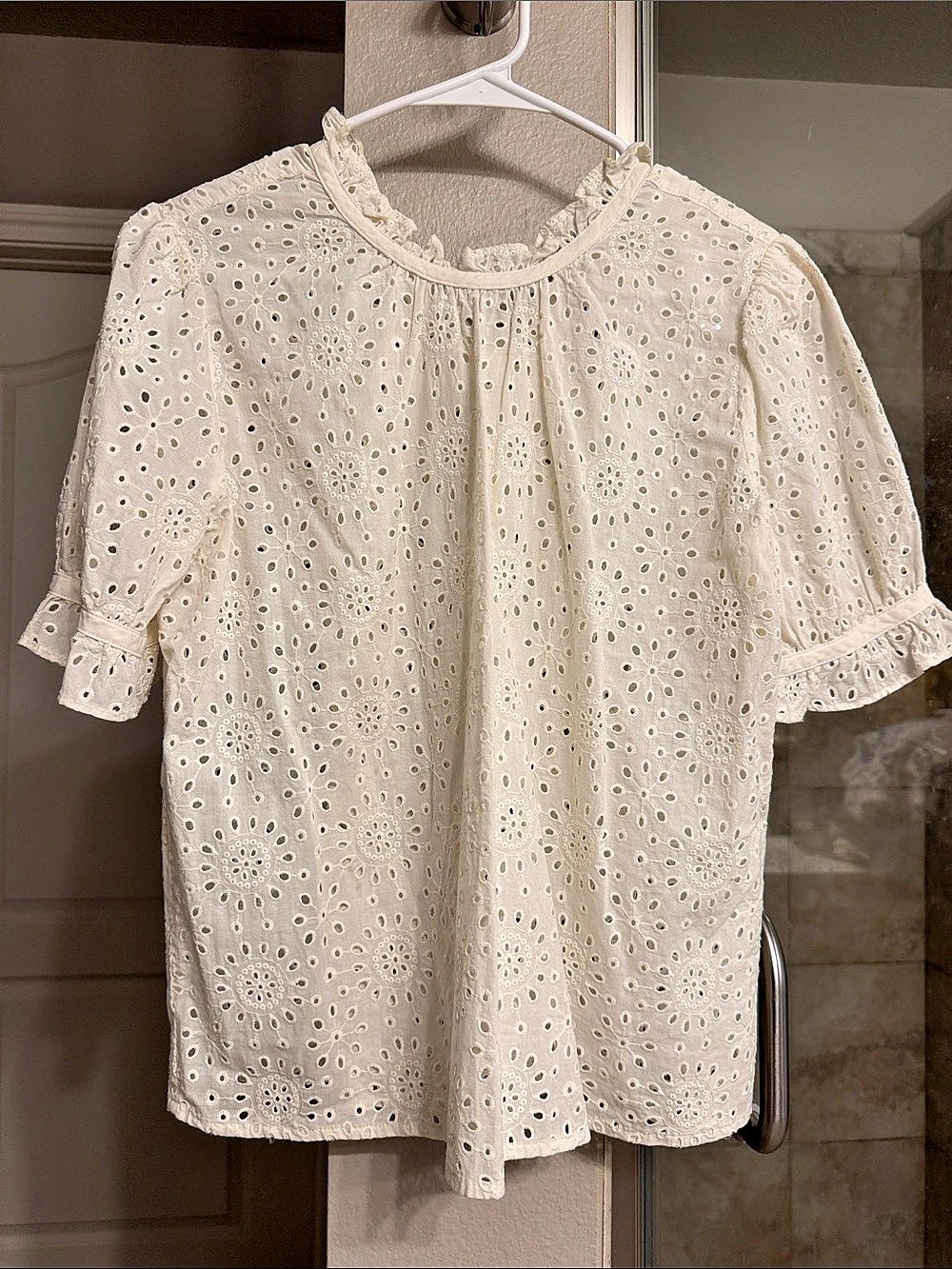 Madewell Tie-Back Top in Eyelet White Size Medium